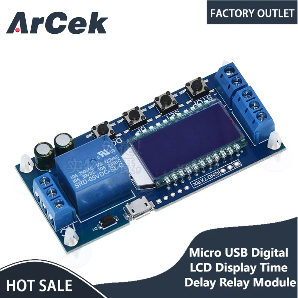 Micro USB Digital LCD Display Time Delay Relay Module DC 6-30V Control Multifunction Timer Switch Trigger Cycle XY-LJ02