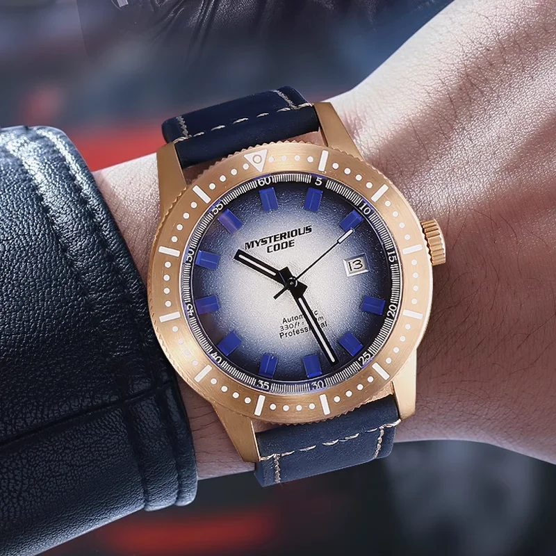 

MYSTERYCODE 42.5mm 9015 Bronze Watch For Men Automatic Mechanical Business Homage Watches Supper Luminous Pilot Clock