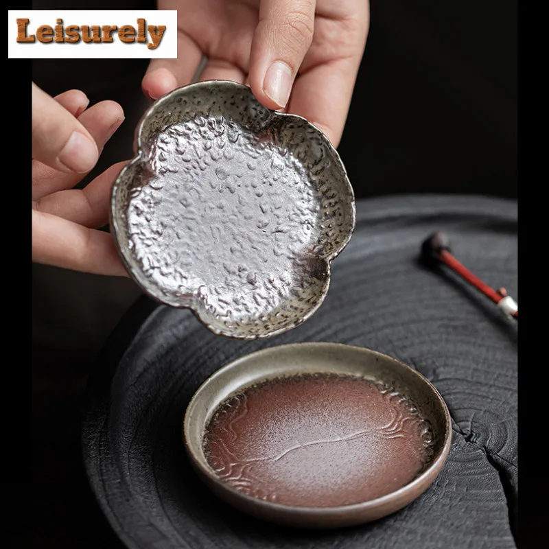 2pc/lot Old Rock Mud Four Leaf Coasters Non-slip Coasters For Coffee Cups Saucer Heat Insulation Placemats Cup Holder Teaset