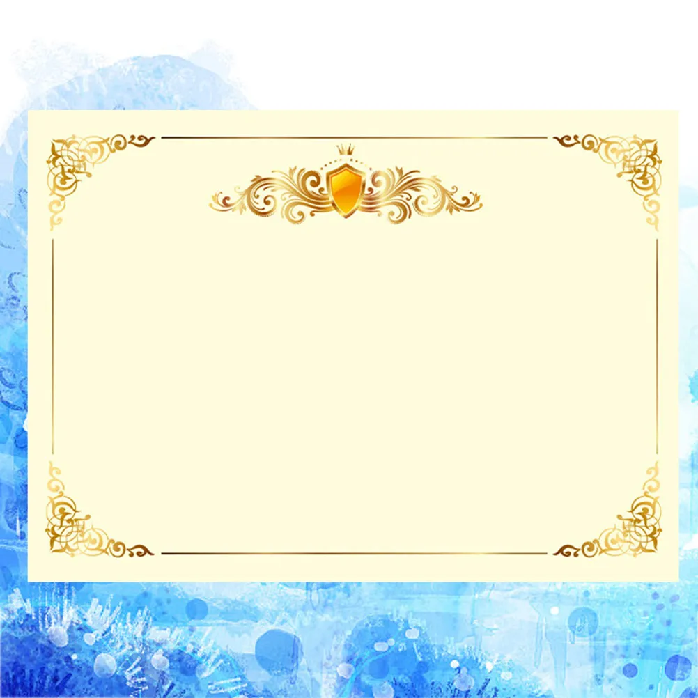 100Pcs 인증서 용지 A4 21x29cm 메탈릭 골드 테두리는 상, 졸업, 직원 인정, 교실에 적합합니다.