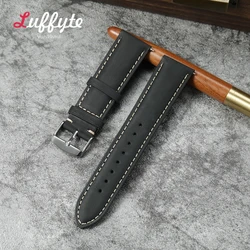 Vintage Style Leather Quick Release Men's Watch Strap - Crazy Horse Bracelet Replacement Band - 22mm (Black)
