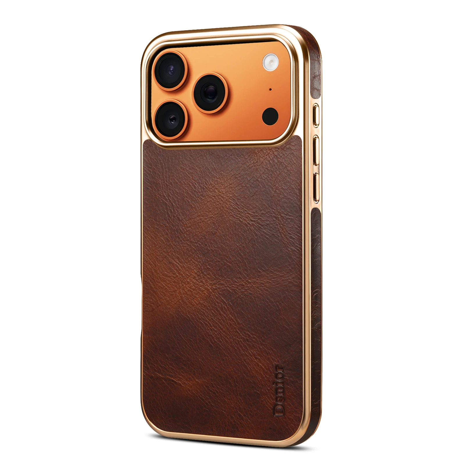 Premium Waxed Full-Grain Leather Case with Anti-Fingerprint Metal Frame & Hybrid Protection