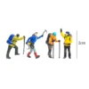 4x Resin 1/87 Scale Miniature Model Hiking Climbing Figures Character Doll Railway Layout Toys Train Diorama Decor Children Toys 6