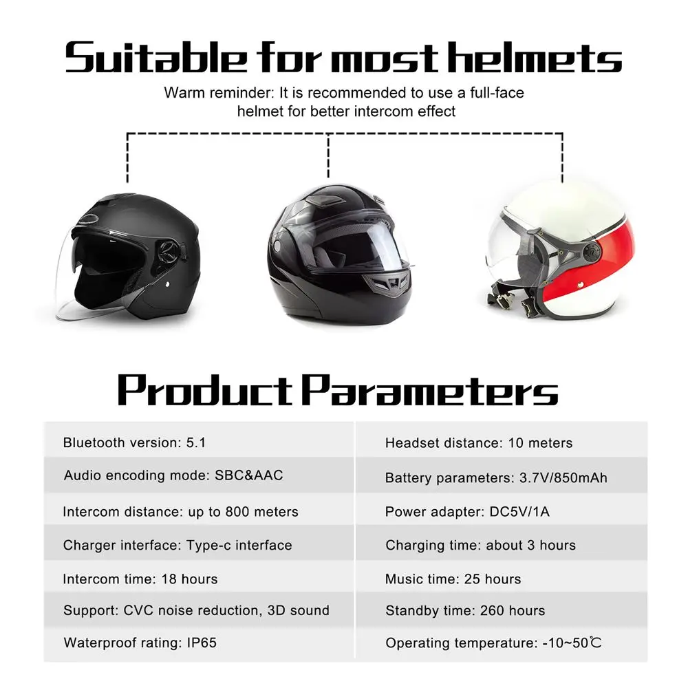 Ejeas v6 pro + motorrad intercom helm bluetooth headset 6 fahrer 800m kommunikator wasserdicht v 5,1 musik player sprechanlage – Detail 15