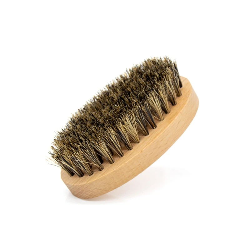 Beard & Brush Handle for Facial Hair Boar Bristle Brush Men Beard Grooming Brush Adds & Softnes