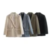 PB&ZA2024 autumn new women's fashionable and casual temperament versatile solid color lapel long sleeved suit jacket 1