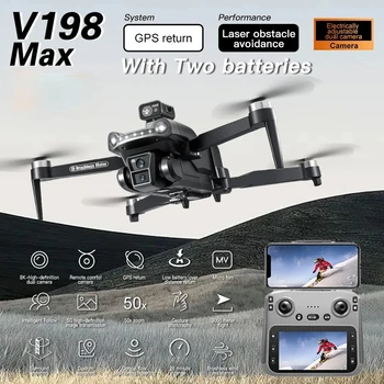 Drone GPS V198Max Originale con Doppia Fotocamera 4K/8K HD, Motore Brushless, WIFI 5G FPV, Quadricottero RC con Schermo