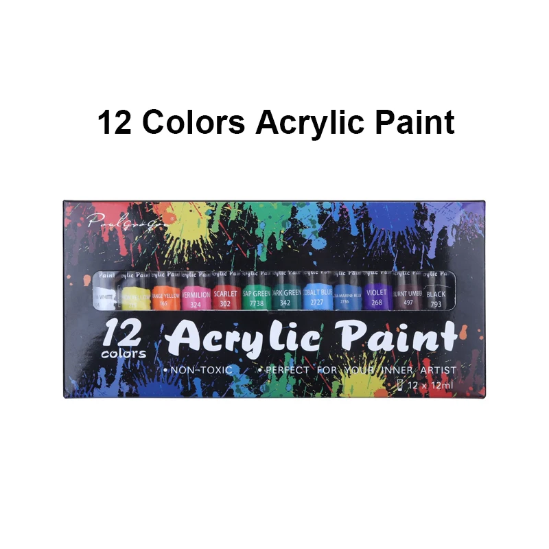 

Artist Grade 12 Colors Acrylic Paints Set , Drawing Painting Pigment Set