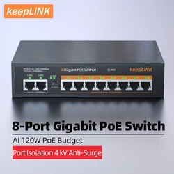 PoE Switch 1000 Mbps 8 Ports Gigabit Network Standard PoE Ethernet Switch 52V Built-in Power For CCTV IP Camera/Wifi Router