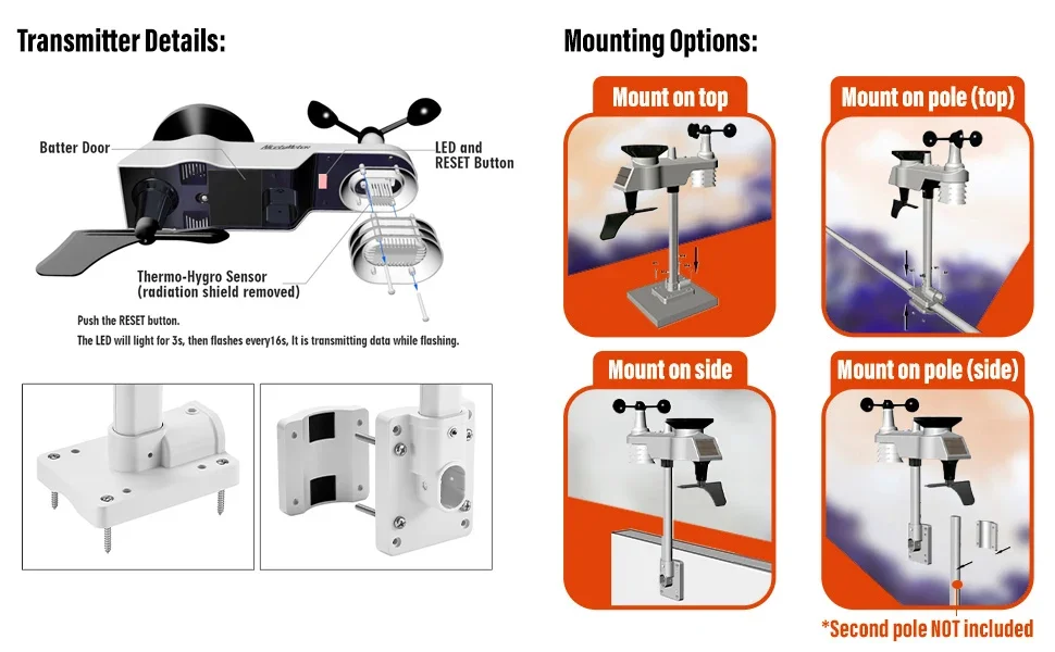 0310 Professional WiFi Weather Station Internet Wireless with Outdoor Sensor Rai
