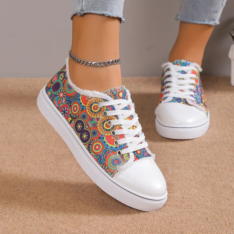 Flat Shoes, Fashionable New Lace Up Casual Shoes, Large Women's Shoes, Anti Slip Canvas Shoes Platform Shoes Sneakers