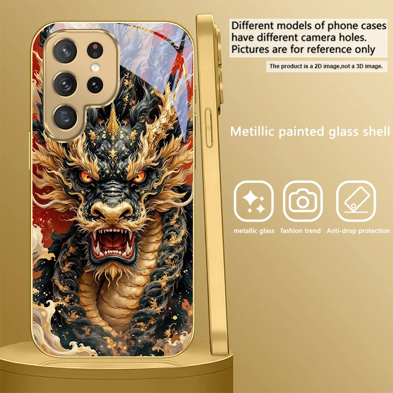 Majestic Golden Eastern Dragon Glass Phone Case