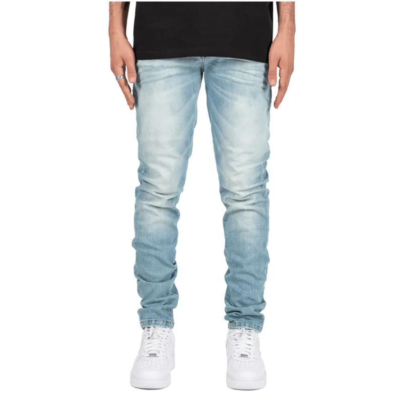 2022 New Mens Jeans Teenagers Casual Mid Waist Slim Pencil Pants Full Length Denim Trousers Pantalones Vaqueros Hombre