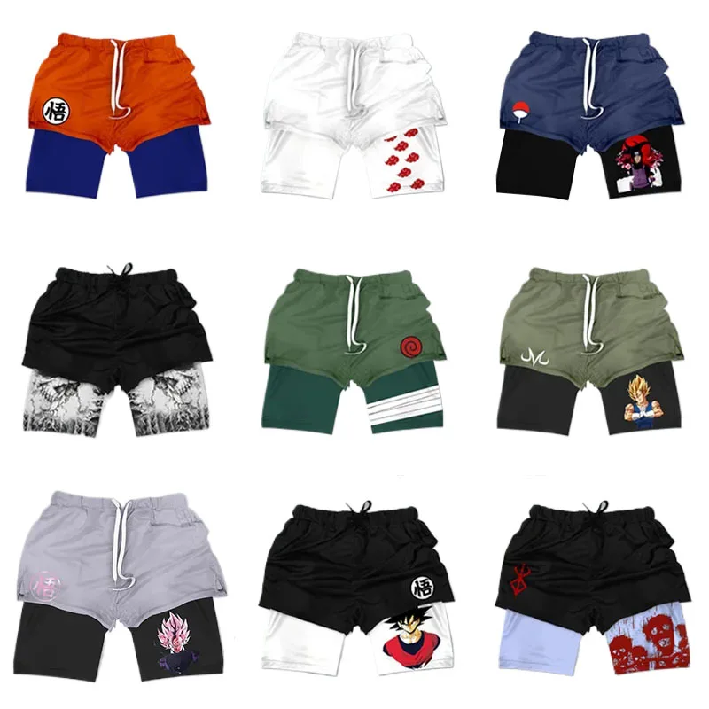 

Anime Dragon Ball Sun Wukong Shorts Toy Men's Double Layer Beach Pants Sports Shorts Breathable Cartoon Sportswear Saiyan Gift