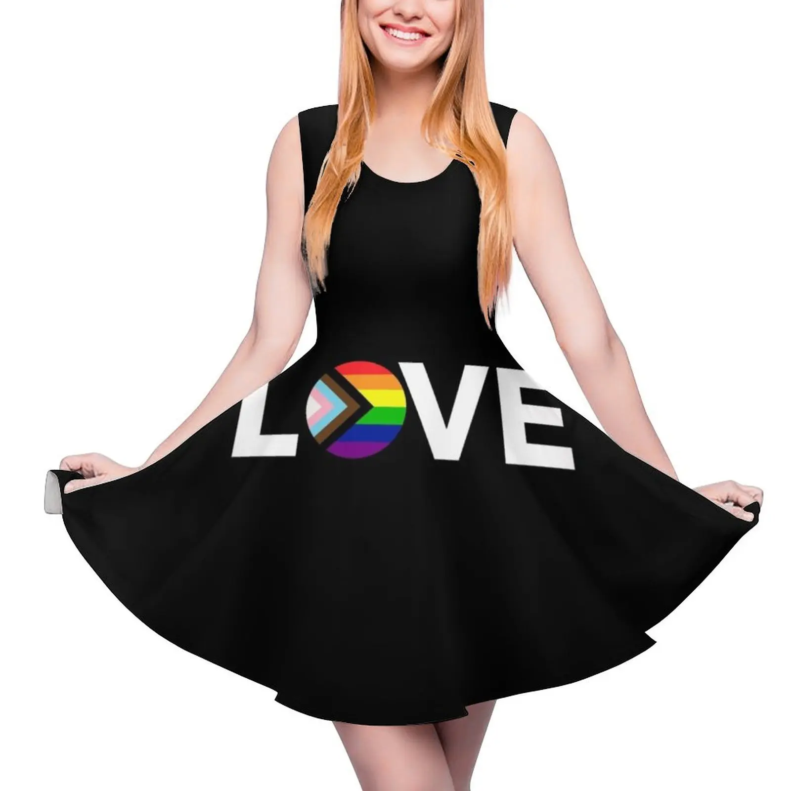 Progress Pride Flag Love Sleeveless Dress womens evening dresses 2024 Womens summer skirt dress for woman