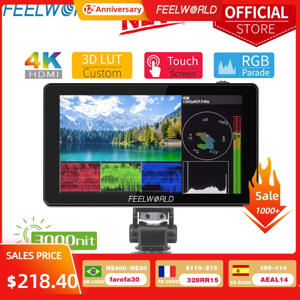 Монитор для камеры FEELWORLD LUT5 5 дюйма нит 4K HDMI | Электроника