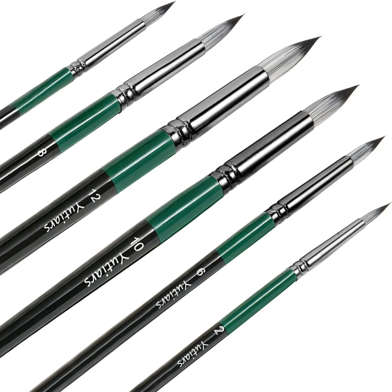 6개입 원형 수채화 붓 세트 나일론 헤어로 수채화, 아크릴, 잉크, 구아슈, 유화 및 템페라에 사용 가능, 예술가들에게 좋은 선물