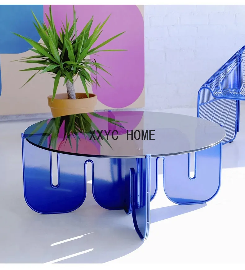 

Акриловый круглый дизайнерский стол из закаленного стекла с Красной сеткой для гостиной