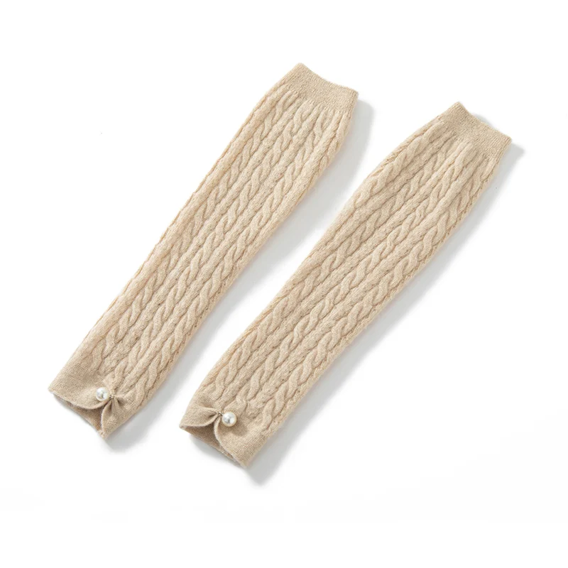 

Лидер продаж, зимние женские теплые рукава 36 см, вязаные 100% кашемировые рукава на руку, однотонные Длинные вязаные перчатки без пальцев для женщин