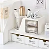 2 in 1 Rotating Base Makeup Organizer Large Capacity Cosmetic Brush Holder Desktop Sundries Jewelry Nail Polish Storage Box 1