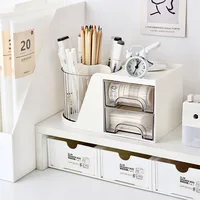 2 in 1 Rotating Base Makeup Organizer Large Capacity Cosmetic Brush Holder Desktop Sundries Jewelry Nail Polish Storage Box 1