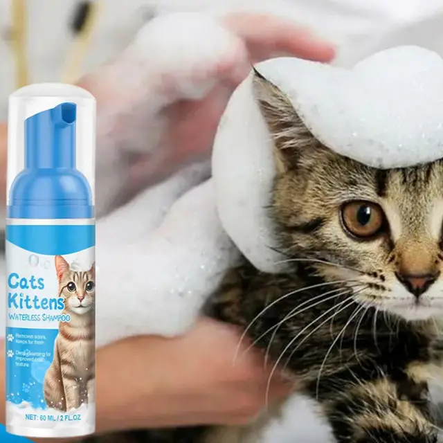 Cat Dry Shampoo No Rinse Quick-Drying Cat Shampoo Licking Safe Dry
