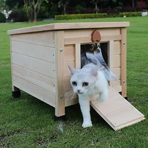 Casa de gato al aire libre, Catio de madera, caja de ventana de gato,  recinto exterior con techo de protección contra la intemperie, múltiples  plataformas - AliExpress