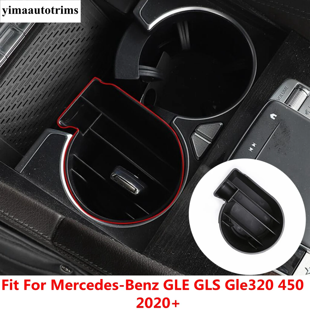

Auto Accessories Front Center Water Cup Holder Storage Box Cover Trim Interior For Mercedes-Benz GLE GLS Gle320 450 2020 2021