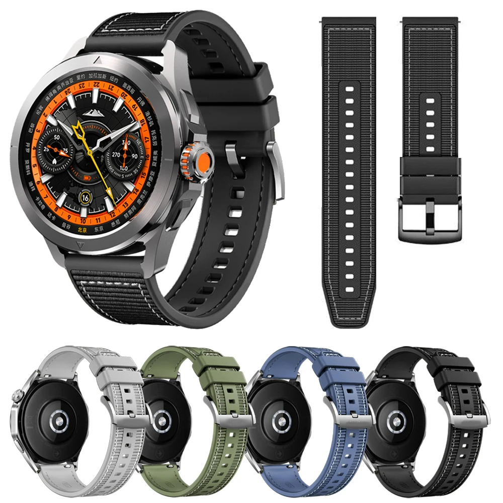 Versatile 22mm Silicone Nylon Watch Strap - Sporty & Durable Bracelet