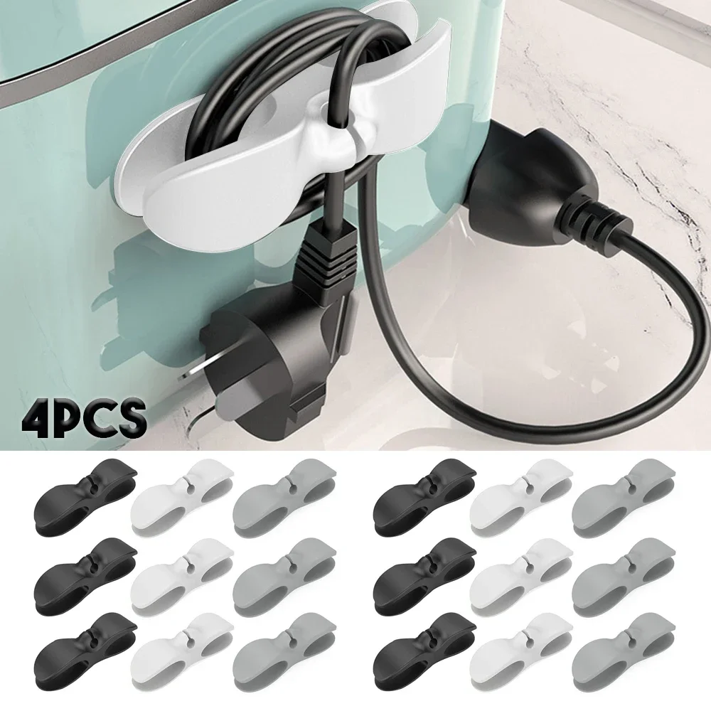 Cord Manager For Kitchen Appliance Wire Holder Cable Winder Bathroom Office Cord Management Organizer Clips Wrapper 4pcs cable organizer