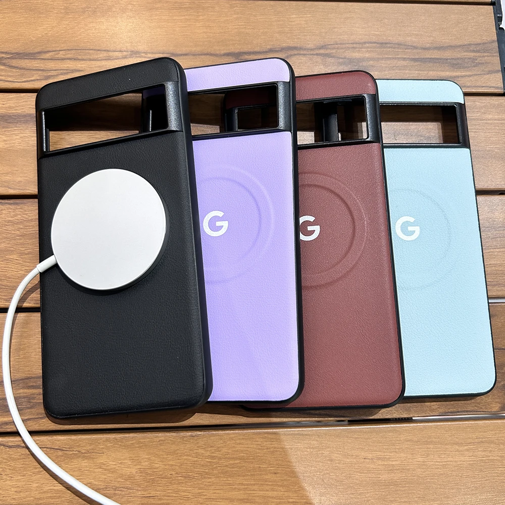 Leather Soft PU Back Cover with Magnetic Wireless Charging Feature