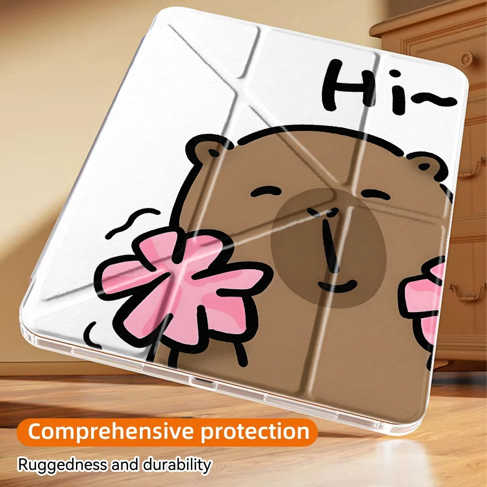 Cartoon C-Capybara Tablet Case with Pen Slot Cover