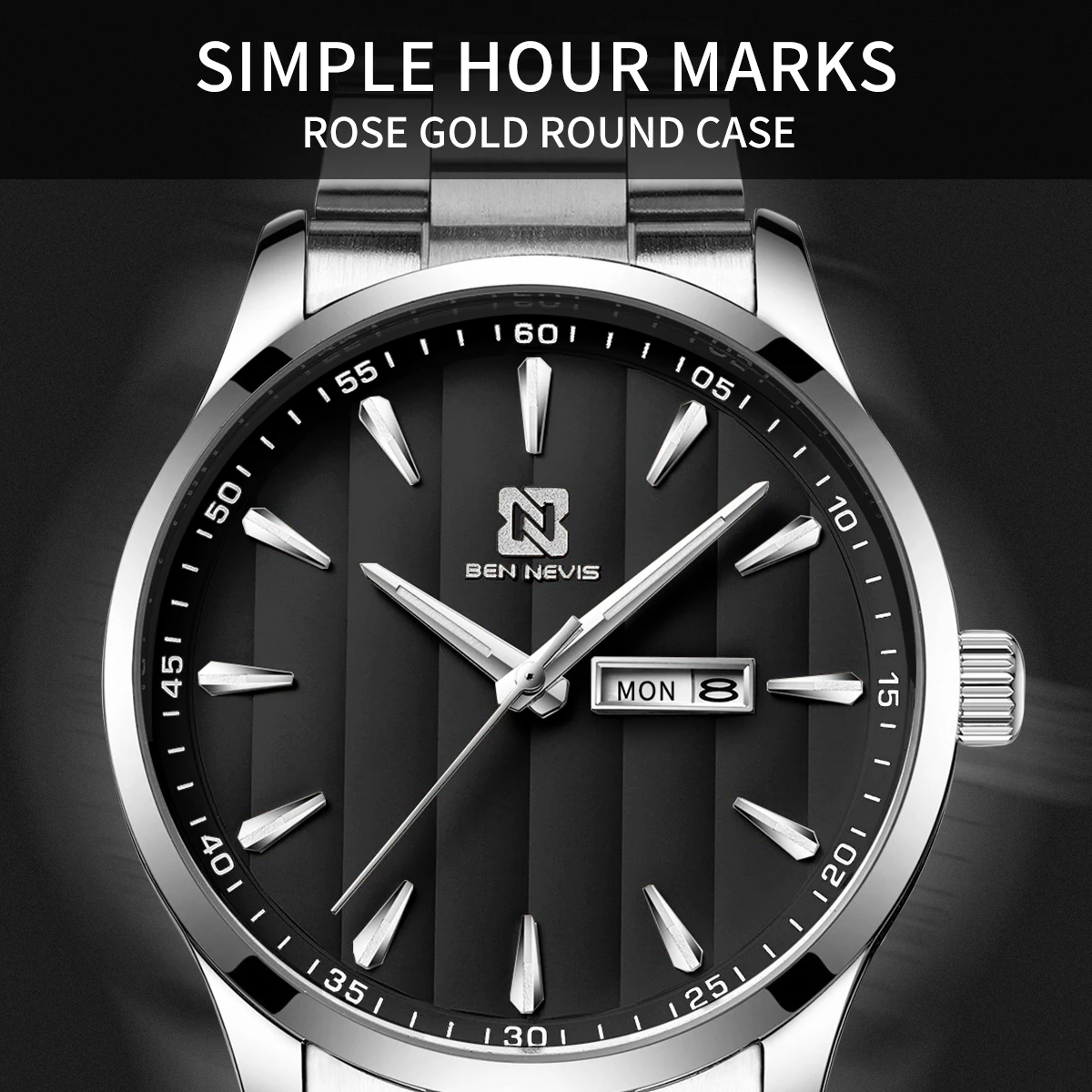 Luxurious Atmosphere BEN NEVIS Simple Hour Marks Watches  Military Sports Clock Unique Design Watch for Men Relogio Masculino