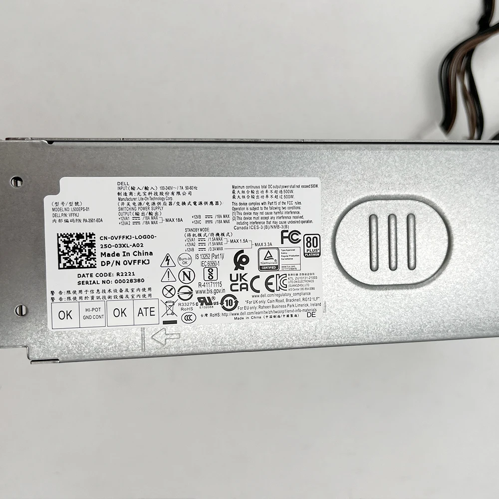 L500EPS-01 For DELL OPTIPLEX 7000 Power Supply VFFKJ 0VFFKJ CN-0VFFKJ 500W 4 L500EPS-01 For DELL OPTIPLEX 7000 Power Supply VFFKJ 0VFFKJ CN-0VFFKJ 500W - Image 2