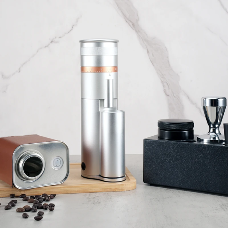 Profession Electric Coffee Grinder 48MM Burr Stepless Fineness Adjustment Removable Magnetic Suction Port Black Gray Silver