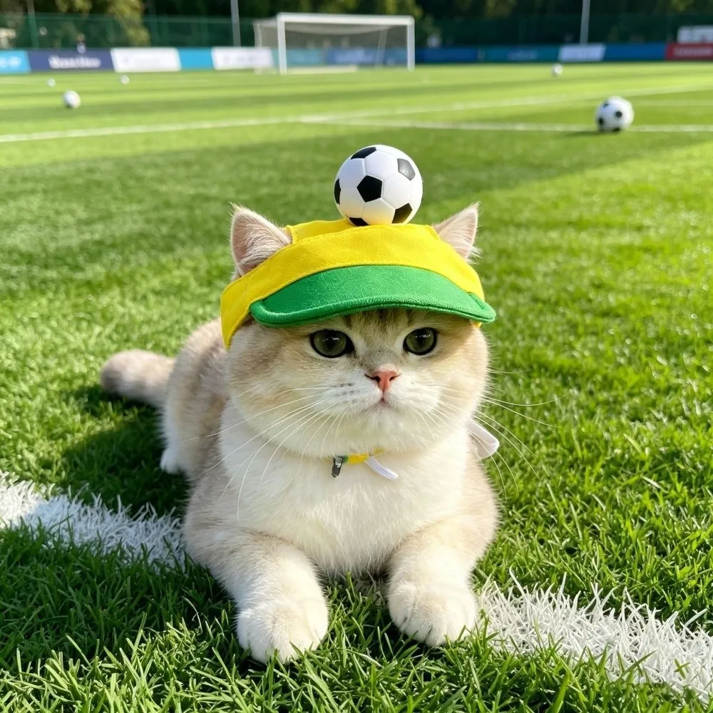 축구 모양 강아지 야구 모자 조절 가능 통기성 강아지 바이저 모자 스포츠 캡 둥근 챙 고양이 햇빛 가리개 모자 산책 여행용
