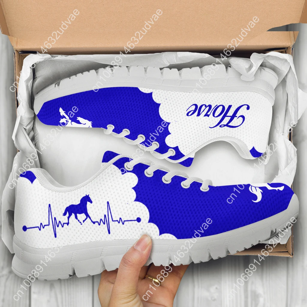Trendy Blue And White Golf Design Stylish Sneakers Horse Heart Print White Flats Sports Hobby Shoes Chaussure