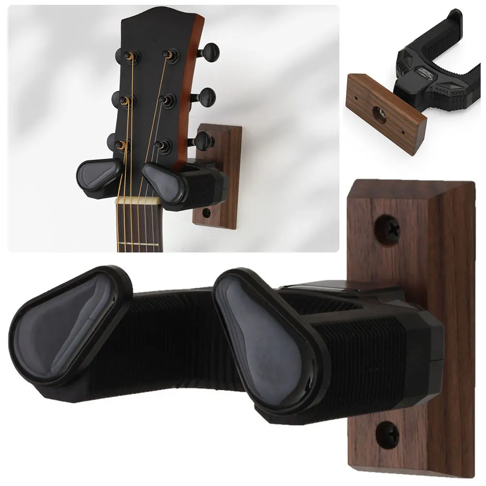 6-1PCS Wooden Guitar Holder Stand Non-Slip Guitar Display Bracket Universal Guitar Wall Hanger for Electric Guitar Ukulele Bass