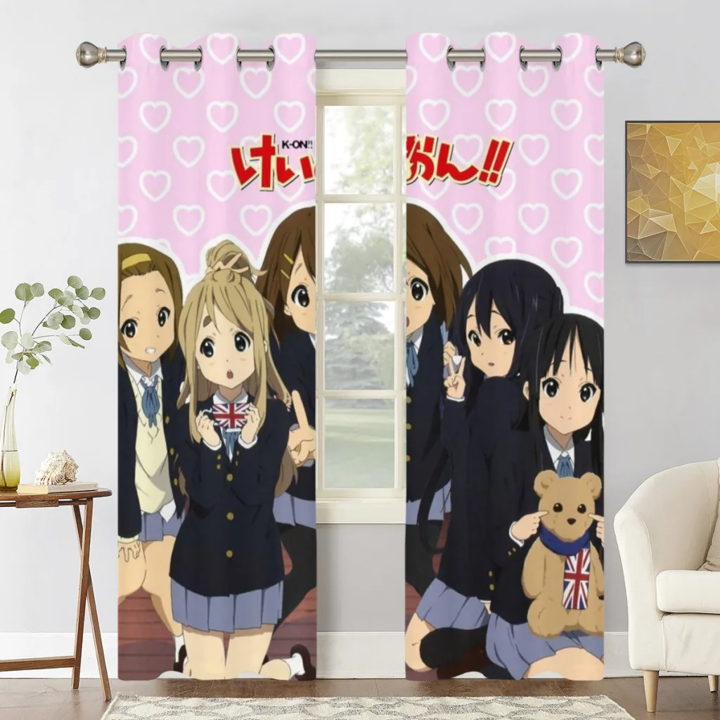 

New Debut Anime Kawaii K-on! 2 PC Blackout Windows Curtain for Living Room Bedroom Bathroom Curtains