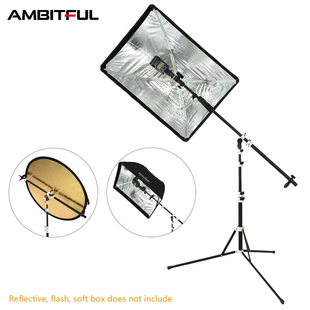 Boom Arm Light Stand Reflector Holder Tripod Boom Arm 2in1 210cm