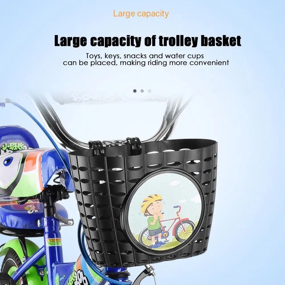 Description Picture 6 of itemChildren Bicycle Storage Bag Scooter Handlebar Basket Bike Front Carrier Bag Scooter Front Basket with Sticker Cycling Accessory