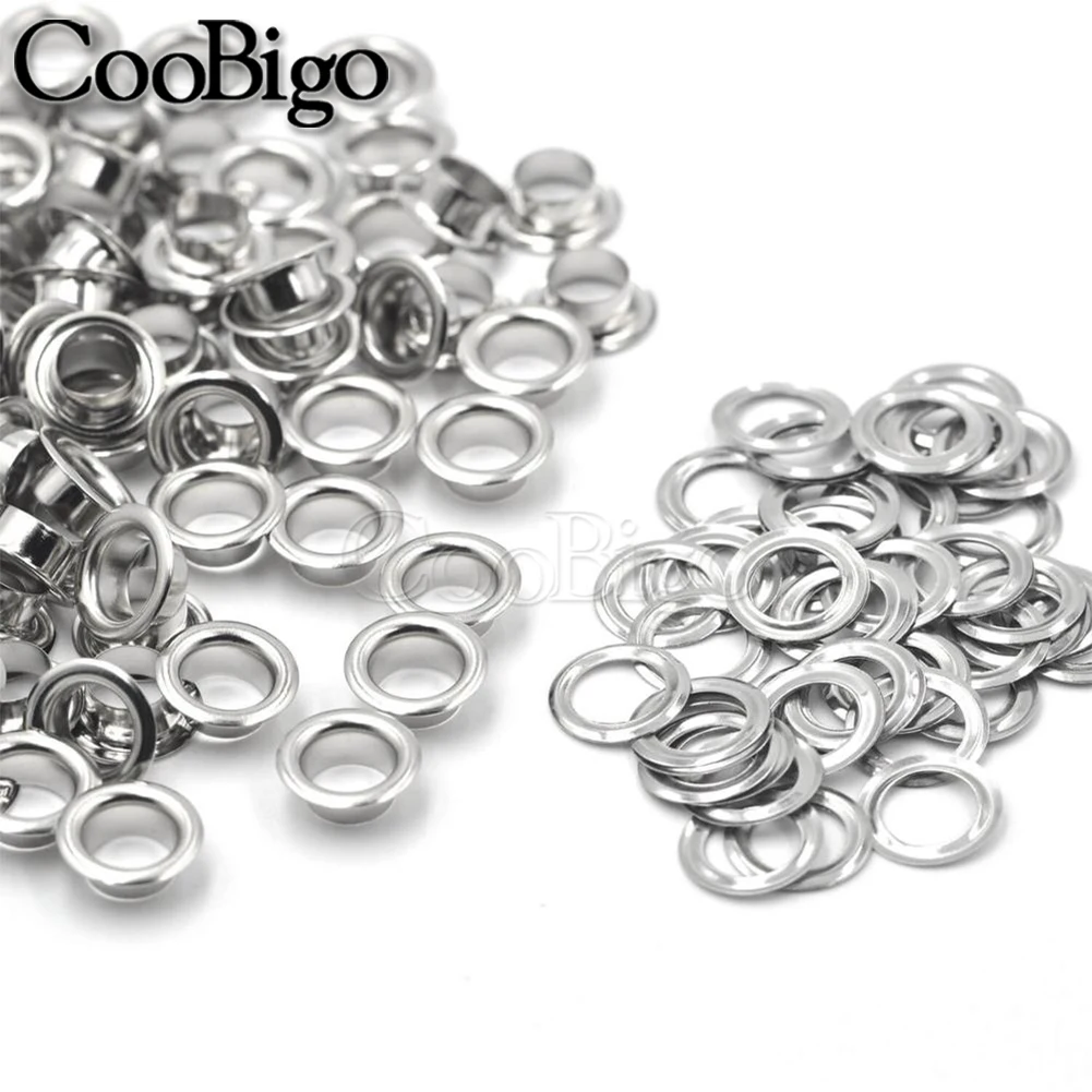 Premium Metal Eyelet Grommet Ring Kit for Sewing & Crafting (100 Sets, Silver)