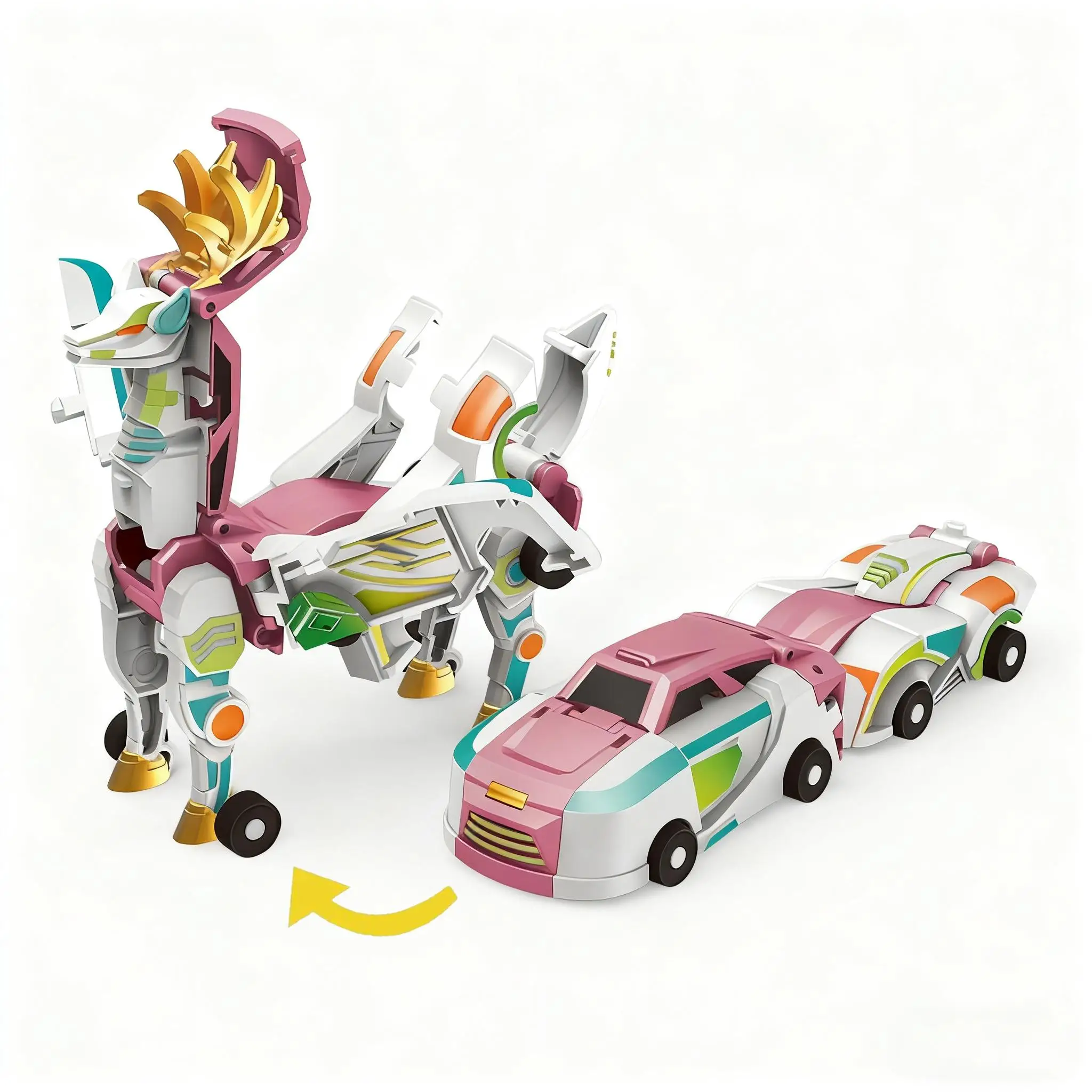 Magnetic Transforming Car Toy - Unicorn Dinosaur Combo for Kids