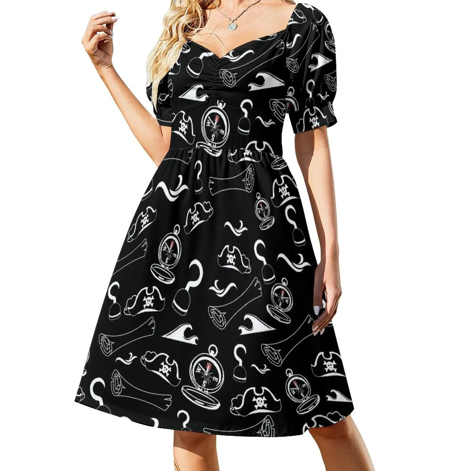 Pirates - On Black Sleeveless Dress loose women's dress Casual dresses
