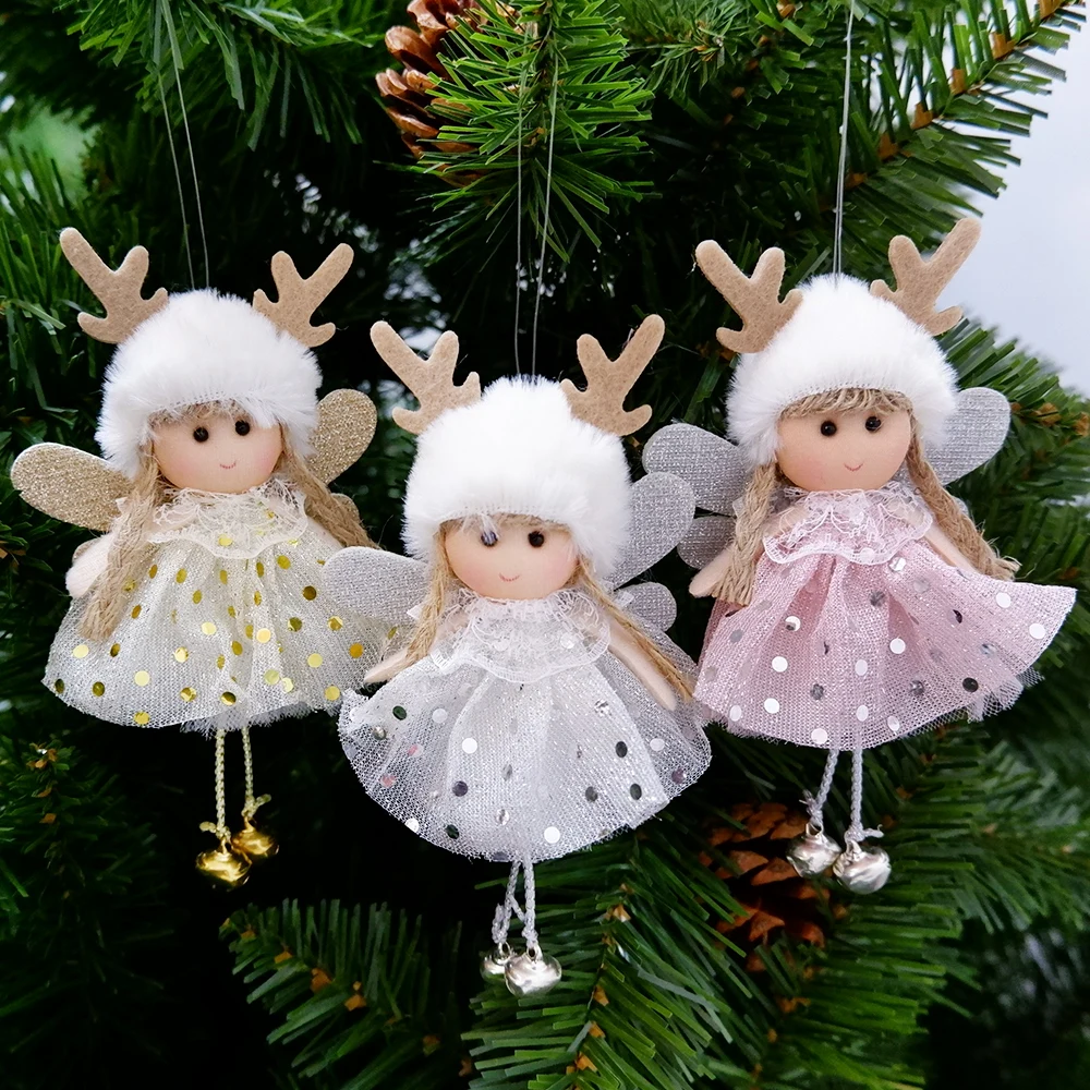 Angel Doll Toy Christmas Hanging Pendant Ornaments Decorative Crafts with Wing Home Decorations Decor Birthday Gift Kids Navidad