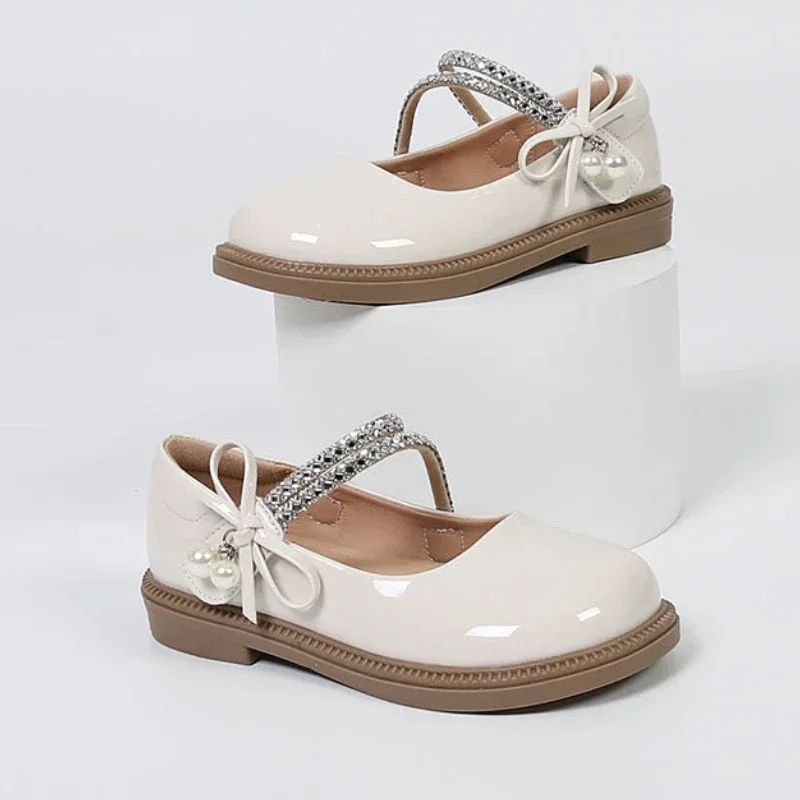 Girls Leather Wedding Shoes with Bowknot for Spring