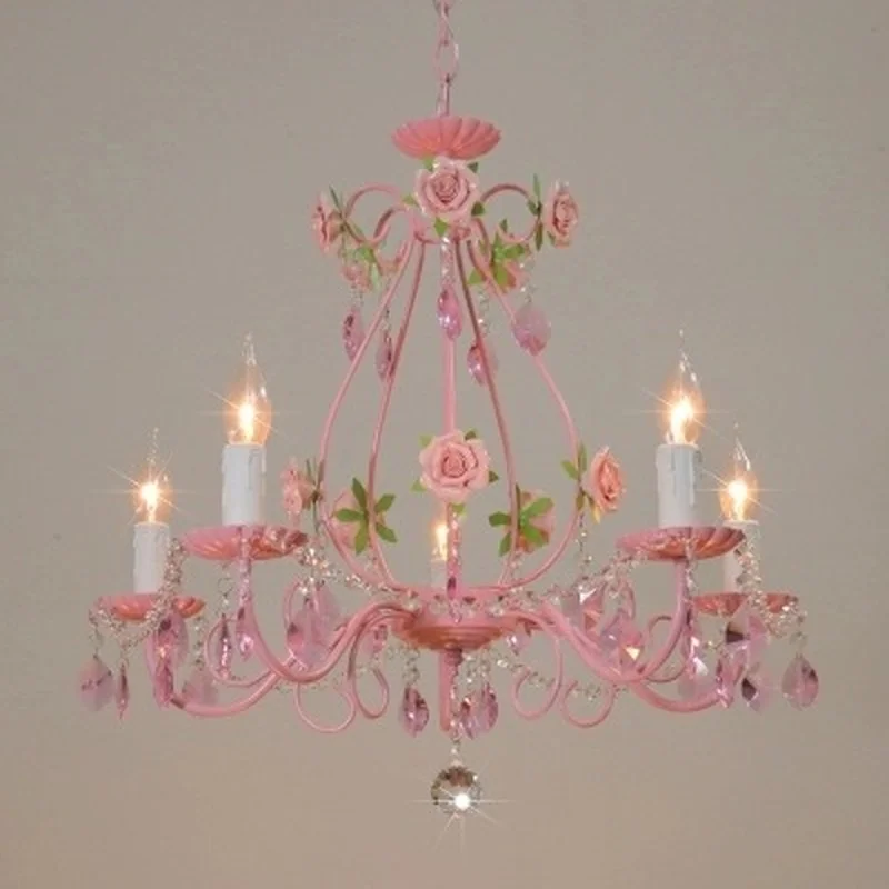 Rosa Rosa Matrimonio Luce Lampadario In Ferro Illuminazione Da Giardino Ristorante Illuminazione Camera Da Letto Lampadario Moderne Luci Di Cristallo 
