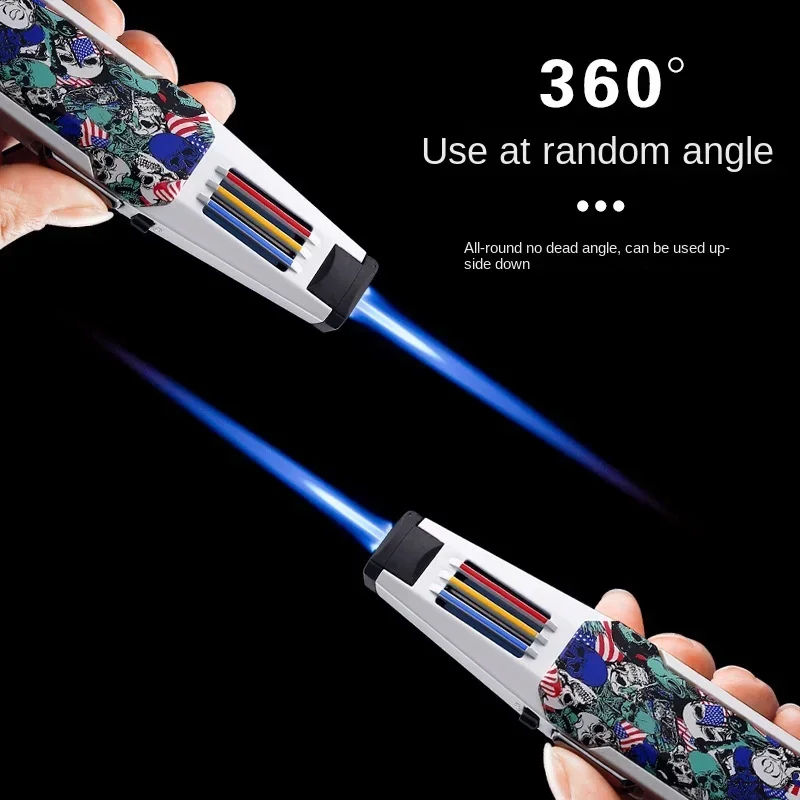 Fashion trend INS hot Spray Gun Lighter Direct Stroke Pen Type Moxibustion Cigar Barbecue Special Windproof Gas Lighter
