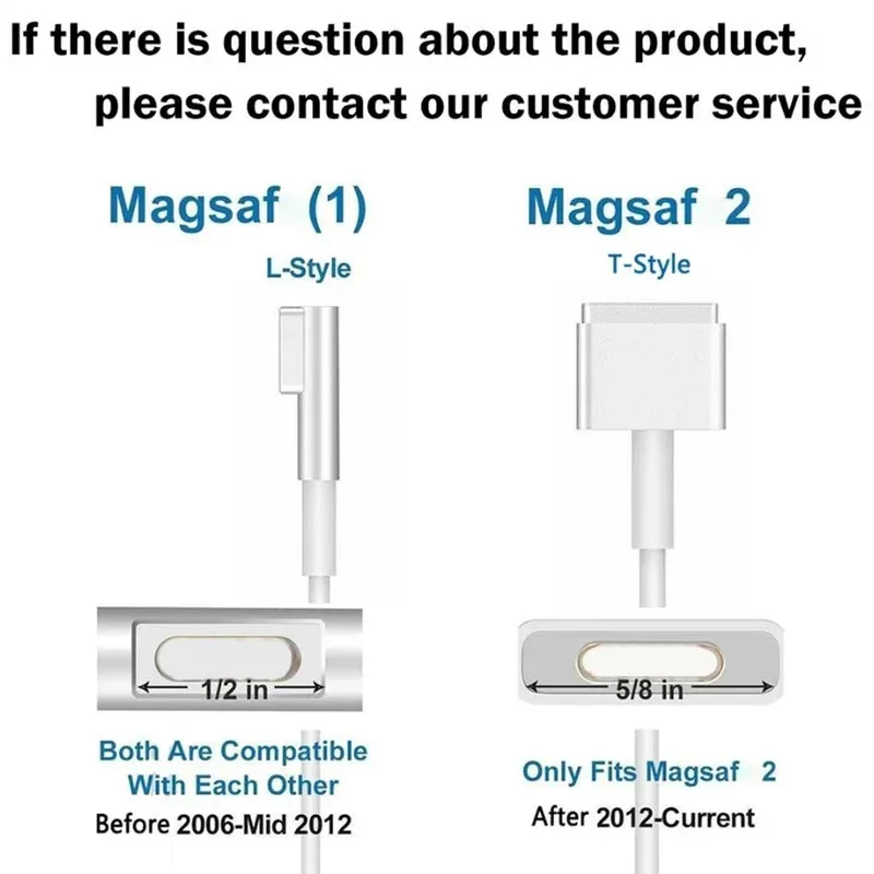 맥플레이어 프로용 마그네틱 충전기, 전원 어댑터, 45W, 60W, 85W, A1466, A1278, A1502, A1398, A1286, A1465용, 마그네틱 * 2, 1
