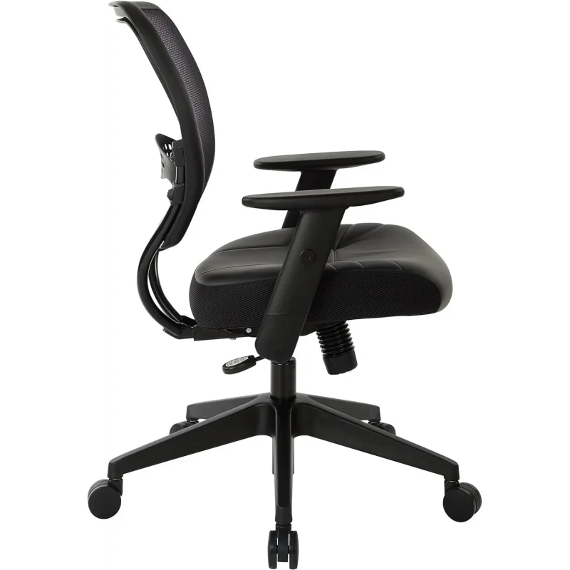Professional AirGrid Dark Back and Padded Black Eco Leather Seat, 2-to-1 Synchro Tilt Control, Adjustable Arms and Tilt Tension